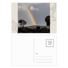 Dıythinker 14x9 cm 20 Adet Renkli Gökkuşağı Orman Bilim Doğa Manzarası Çiçek Kartpostal Seti