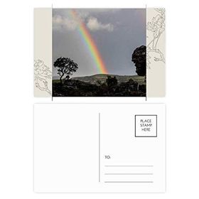 Dıythinker 14x9 cm 20 Adet Renkli Gökkuşağı Orman Bilim Doğa Manzarası Çiçek Kartpostal Seti