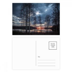 Dıythinker 14x9 cm 20 Adet Renkli Göl Ağaçları Bilim Doğa Manzarası Kartpostal Seti