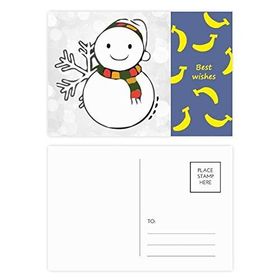 Dıythinker 14x9 cm 20 Adet Renkli Hava Kardan Adam Kar Tanesi İllüstrasyon Muz Kartpostal Seti