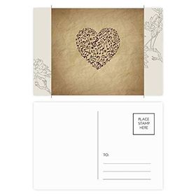 Dıythinker 14x9 cm 20 Adet Renkli Kağıt Doku Kalp Müzik Notaları Çiçek Kartpostal Seti