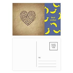 Dıythinker 14x9 cm 20 Adet Renkli Kağıt Doku Kalp Müzik Notaları Muz Kartpostal Seti