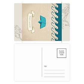 Dıythinker 14x9 cm 20 Adet Renkli Kağıt Katlanır Okyanus Sevgi Deniz Yelkenli Tekne Çiçek Kartpostal Seti