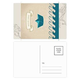 Dıythinker 14x9 cm 20 Adet Renkli Kağıt Katlanır Okyanus Sevgi Deniz Yelkenli Tekne Çiçek Kartpostal Seti