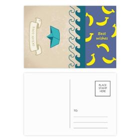 Dıythinker 14x9 cm 20 Adet Renkli Kağıt Katlanır Okyanus Sevgi Deniz Yelkenli Tekne Muz Kartpostal Seti
