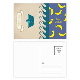 Dıythinker 14x9 cm 20 Adet Renkli Kağıt Katlanır Okyanus Sevgi Deniz Yelkenli Tekne Muz Kartpostal Seti