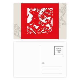 Dıythinker 14x9 cm 20 Adet Renkli Kağıt Kesimli Köpek Hayvan Çin Zodyak Çiçek Kartpostal Seti