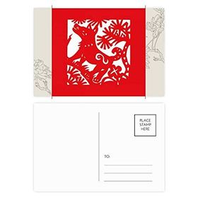 Dıythinker 14x9 cm 20 Adet Renkli Kağıt Kesimli Köpek Hayvan Çin Zodyak Çiçek Kartpostal Seti