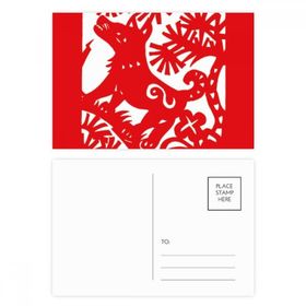 Dıythinker 14x9 cm 20 Adet Renkli Kağıt Kesimli Köpek Hayvan Çin Zodyak Kartpostal Seti