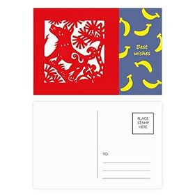 Dıythinker 14x9 cm 20 Adet Renkli Kağıt Kesimli Köpek Hayvan Çin Zodyak Muz Kartpostal Seti