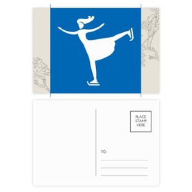 Dıythinker 14x9 cm 20 Adet Renkli Kayak Kış Spor Mavi Silüet Çiçek Kartpostal Seti
