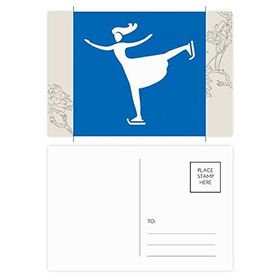 Dıythinker 14x9 cm 20 Adet Renkli Kayak Kış Spor Mavi Silüet Çiçek Kartpostal Seti