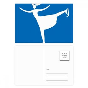 Dıythinker 14x9 cm 20 Adet Renkli Kayak Kış Spor Mavi Siluet Kartpostal Seti
