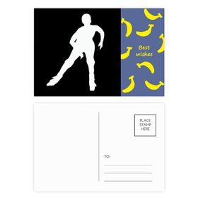 Dıythinker 14x9 cm 20 Adet Renkli Kayak Kış Spor Siyah Siluet Muz Kartpostal Seti