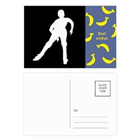 Dıythinker 14x9 cm 20 Adet Renkli Kayak Kış Spor Siyah Siluet Muz Kartpostal Seti