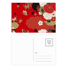 Dıythinker 14x9 cm 20 Adet Renkli Kelebek Çiçek Kırmızı Sakura Kartpostal Seti