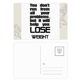 Dıythinker 14x9 cm 20 Adet Renkli Kilo Verme İngilizce Slogan Siyah Harf Çiçek Kartpostal Seti
