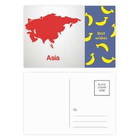 Dıythinker 14x9 cm 20 Adet Renkli Kırmızı Asya İllüstrasyon Haritası Deseni Muz Kartpostal Seti