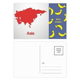 Dıythinker 14x9 cm 20 Adet Renkli Kırmızı Asya İllüstrasyon Haritası Deseni Muz Kartpostal Seti