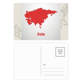 Dıythinker 14x9 cm 20 Adet Renkli Kırmızı Asya İllüstrasyon Haritası Desenli Çiçek Kartpostal Seti