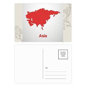 Dıythinker 14x9 cm 20 Adet Renkli Kırmızı Asya İllüstrasyon Haritası Desenli Çiçek Kartpostal Seti