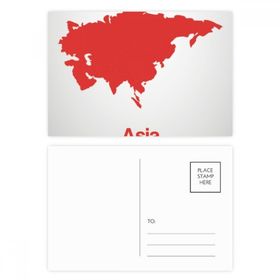 Dıythinker 14x9 cm 20 Adet Renkli Kırmızı Asya İllüstrasyon Haritası Desenli Kartpostal Seti