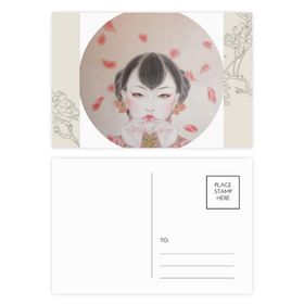 Dıythinker 14x9 cm 20 Adet Renkli Kırmızı Çin Geleneksel Güzellik Boyama Çiçek Kartpostal Seti