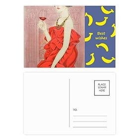 Dıythinker 14x9 cm 20 Adet Renkli Kırmızı Elbise Güzellik Çin Resmi Muz Kartpostal Seti
