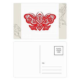 Dıythinker 14x9 cm 20 Adet Renkli Kırmızı Geleneksel Çin Kağıt Kesme Çiçek Kartpostal Seti