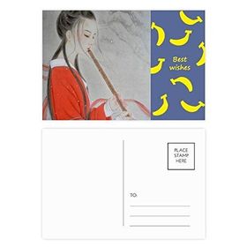 Dıythinker 14x9 cm 20 Adet Renkli Kırmızı Güzellik Flüt Çin Tablo Muz Kartpostal Seti