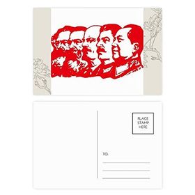 Dıythinker 14x9 cm 20 Adet Renkli Kırmızı Markizm Sandalye Mao Çin Çiçek Kartpostal Seti