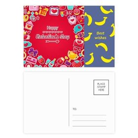 Dıythinker 14x9 cm 20 Adet Renkli Kırmızı Mutlu Sevgililer Günü Kalp Aşk Muz Kartpostal Seti
