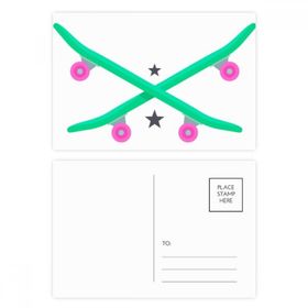 Dıythinker 14x9 cm 20 Adet Renkli Kış Spor Kayak Kaykay Pembe Yeşil Kartpostal Seti