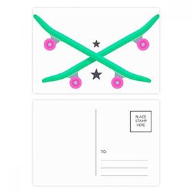 Dıythinker 14x9 cm 20 Adet Renkli Kış Spor Kayak Kaykay Pembe Yeşil Kartpostal Seti