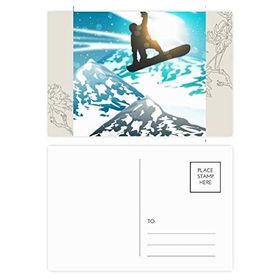 Dıythinker 14x9 cm 20 Adet Renkli Kış Spor Kayak Sulu Boya Çiçek Kartpostal Seti