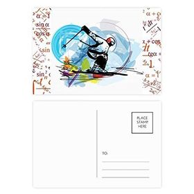 Dıythinker 14x9 cm 20 Adet Renkli Kış Spor Sporları Serbest Stil Kayak İllüstrasyon Formula Kartpostal Seti