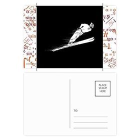 Dıythinker 14x9 cm 20 Adet Renkli Kış Sporları Kayak Deseni İllüstrasyon Formula Kartpostal Seti