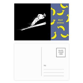Dıythinker 14x9 cm 20 Adet Renkli Kış Sporları Kayak Deseni İllüstrasyon Muz Kartpostal Seti