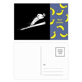 Dıythinker 14x9 cm 20 Adet Renkli Kış Sporları Kayak Deseni İllüstrasyon Muz Kartpostal Seti