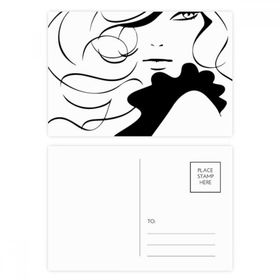 Dıythinker 14x9 cm 20 Adet Renkli Kız Uzun Saçlı Bayan Siluet Kartpostal Seti