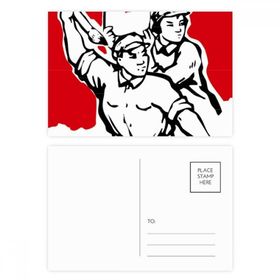 Dıythinker 14x9 cm 20 Adet Renkli Komünist Kağıt Kırmızı Vatanseverlik Kartpostal Seti