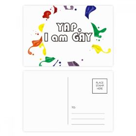 Dıythinker 14x9 cm 20 Adet Renkli LGBT Gökkuşağı Bayrağı Yap I Am Gay Kartpostal Seti