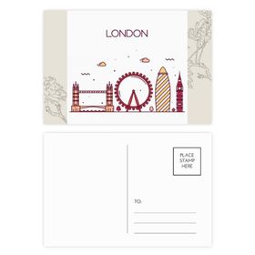 Dıythinker 14x9 cm 20 Adet Renkli Londra İngiltere Düz Simge Desenli Çiçek Kartpostal Seti