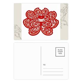 Dıythinker 14x9 cm 20 Adet Renkli Lotus Çin Zodyak Kağıt Kesim Çiçek Hayvan Çiçek Kartpostal Seti