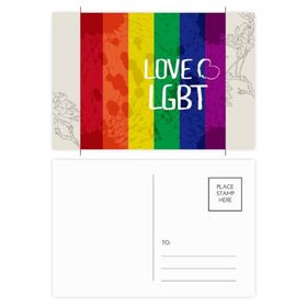 Dıythinker 14x9 cm 20 Adet Renkli Love LGBT Gökkuşağı Mürekkep Kalp Çiçek Kartpostal Seti