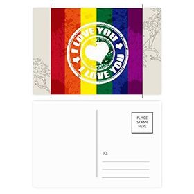 Dıythinker 14x9 cm 20 Adet Renkli Love LGBT Gökkuşağı Postmark Çiçek Kartpostal Seti