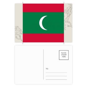 Dıythinker 14x9 cm 20 Adet Renkli Maldivler Ulusal Bayrak Asya Ülke Çiçek Kartpostal Seti