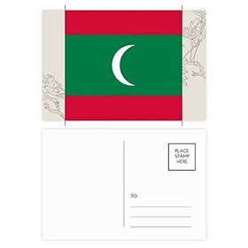 Dıythinker 14x9 cm 20 Adet Renkli Maldivler Ulusal Bayrak Asya Ülke Çiçek Kartpostal Seti