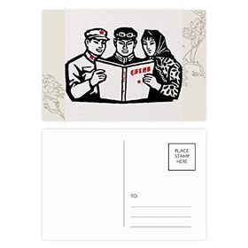 Dıythinker 14x9 cm 20 Adet Renkli Mao Zedong Anthology Çin Asker Çiçek Kartpostal Seti