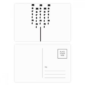Dıythinker 14x9 cm 20 Adet Renkli Martini Kupa Kartpostal Seti